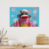 Sakura Sock Monkey Poster (Keuken)
