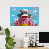 Sakura Sock Monkey Poster (Thuiskantoor)