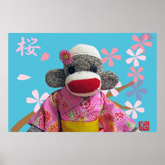 Sakura Sock Monkey Poster (Voorkant)