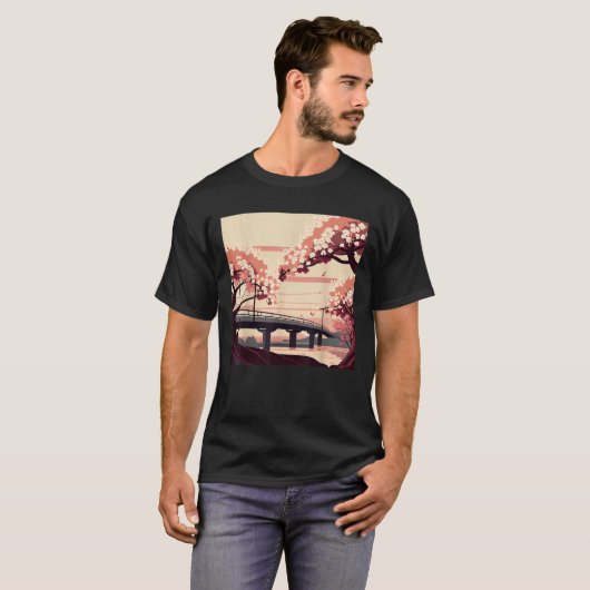 Sakura Splendor Japanse Schilderachtig Cherry Blos T-shirt (Voorkant volledig)