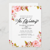 Sakura Spring botanical waterverf floral Wedding Kaart (Voorkant / Achterkant)