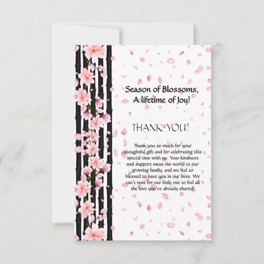 Sakura Spring Cherry Blossoms Baby shower Bedankkaart (Voorkant)