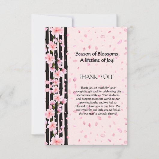 Sakura Spring Cherry Blossoms Baby shower Bedankkaart (Voorkant)