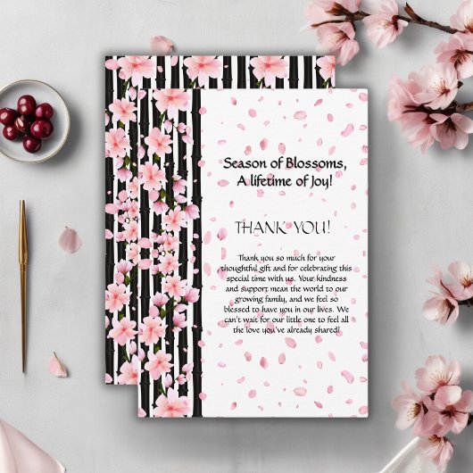 Sakura Spring Cherry Blossoms Baby shower Bedankkaart