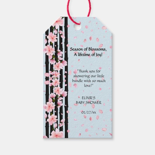 Sakura Spring Cherry Blossoms Baby shower Cadeaulabel (Voorkant)