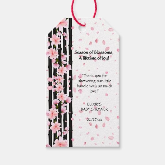 Sakura Spring Cherry Blossoms Baby shower Cadeaulabel (Voorkant)