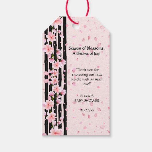 Sakura Spring Cherry Blossoms Baby shower Cadeaulabel (Voorkant)