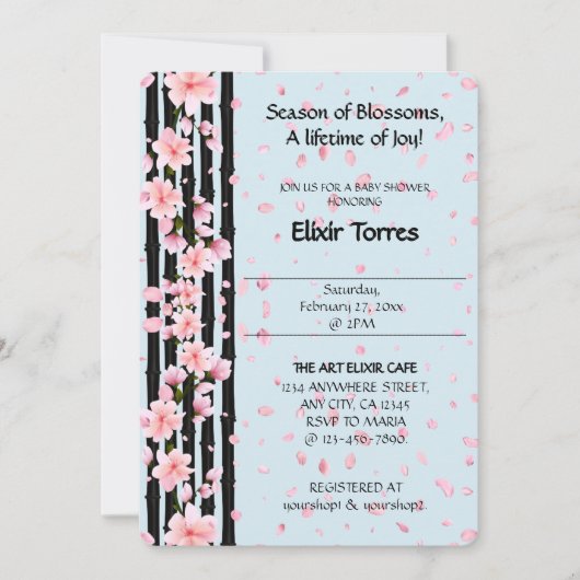 Sakura Spring Cherry Blossoms Baby shower Kaart (Voorkant)