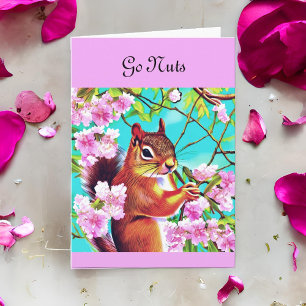 Sakura Squirrel in Cherry Tree Go Nuts Birthday Kaart