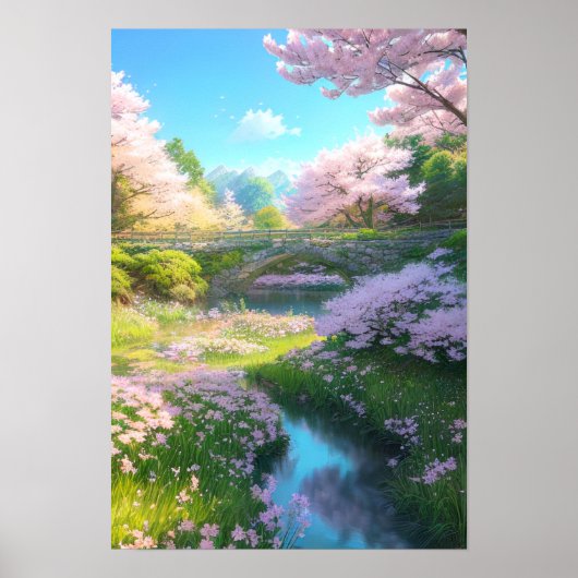 Sakura Stream, paradijs door de brug Poster (Voorkant)