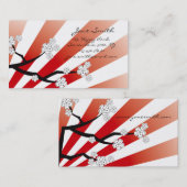Sakura Sunrise Red & White Stripes Cherry Blossom Visitekaartje (Voorkant / Achterkant)