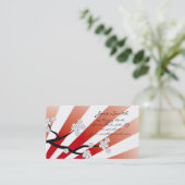 Sakura Sunrise Red & White Stripes Cherry Blossom Visitekaartje (Staand voorkant)