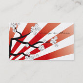 Sakura Sunrise Red & White Stripes Cherry Blossom Visitekaartje (Achterkant)