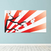 Sakura Sunrise White Cherry Blossom Flowers Zen Canvas Afdruk (Insitu (Houten vloer))