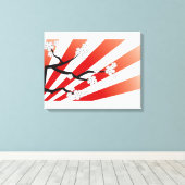 Sakura Sunrise White Cherry Blossom Flowers Zen Canvas Afdruk (Insitu (Houten vloer))