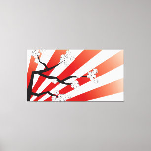 Sakura Sunrise White Cherry Blossom Flowers Zen Canvas Afdruk
