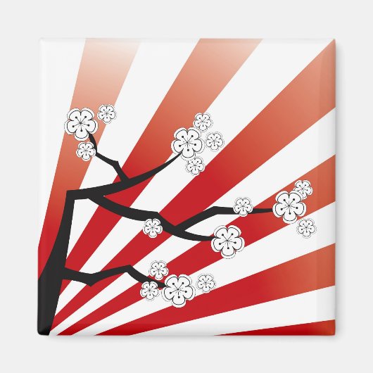 Sakura Sunrise White Cherry Blossom Flowers Zen Magneet (Voorkant)