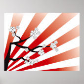 Sakura Sunrise White Cherry Blossom Flowers Zen Poster (Voorkant)