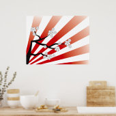Sakura Sunrise White Cherry Blossom Flowers Zen Poster (Keuken)