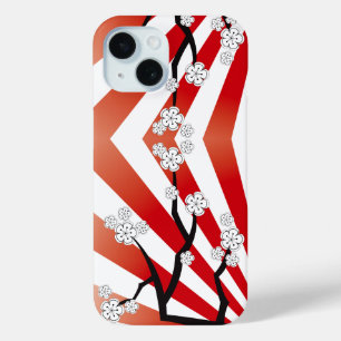 Sakura Sunrise Zen Stripes White Cherry Blossom iPhone 15 Case