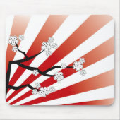 Sakura Sunrise Zen Stripes White Cherry Blossom Muismat (Voorkant)