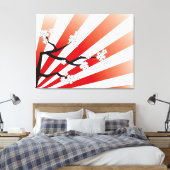 Sakura Sunrise Zen White Cherry Blossoms Bloemen Canvas Afdruk (Insitu (Slaapkamer))