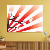 Sakura Sunrise Zen White Cherry Blossoms Bloemen Canvas Afdruk (Insitu (Woonkamer))