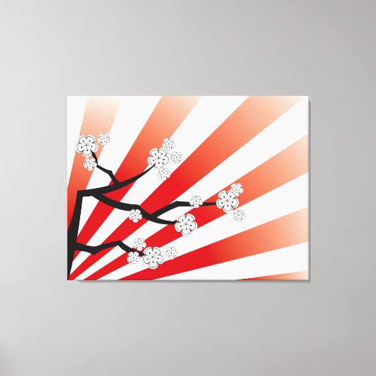 Sakura Sunrise Zen White Cherry Blossoms Bloemen Canvas Afdruk (Voorkant)
