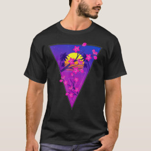 Sakura Synthwave Sunset Japans-dameskoren T-shirt