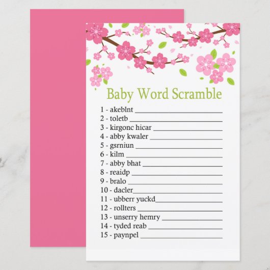 Sakura tak Baby word scramble game (Voorkant / Achterkant)