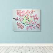 Sakura tak. Olieverfschilderij Canvas Afdruk (Insitu (Houten vloer))