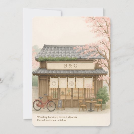 sakura tea house Destination wedding Save the Date Kaart (Achterkant)