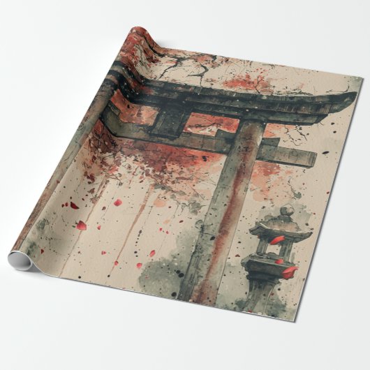 Sakura Torii Inktwaskunst Cadeaupapier (Uitgerold)