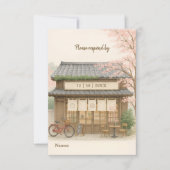 sakura traditional tea house destination wedding RSVP kaartje (Voorkant)