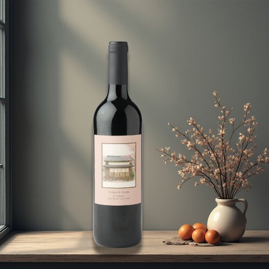 Sakura Traditionele theehuis bestemming bruiloft Wijn Etiket