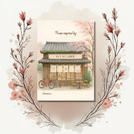 sakura traditionele theehuis bestemming huwelijk RSVP kaartje
