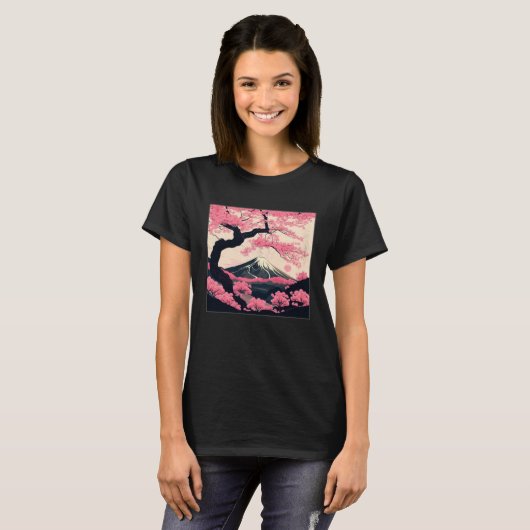 Sakura Tree Cherry Blossom Illustration Scenery Wo T-shirt (Voorkant volledig)