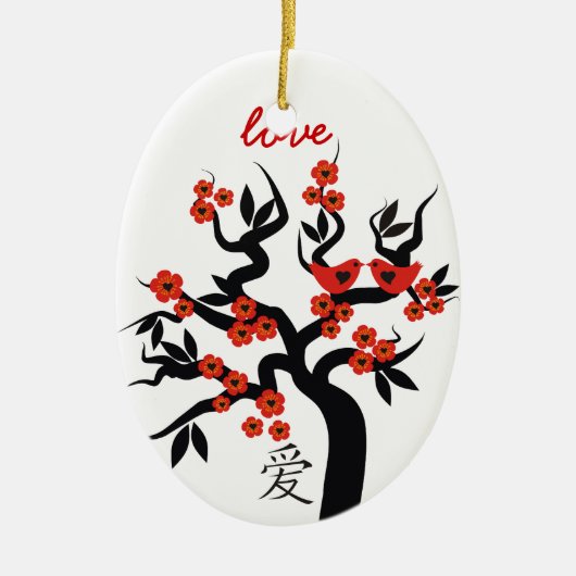 Sakura Tree Chinese Love Symbool custom ornament (Voorkant)