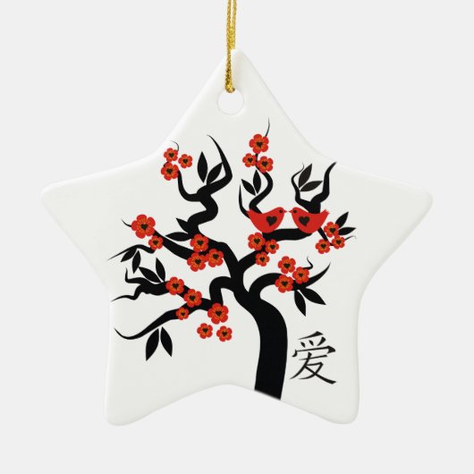 Sakura Tree Chinese Love Symbool custom ornament (Voorkant)