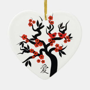 Sakura Tree Chinese Love Symbool custom ornament