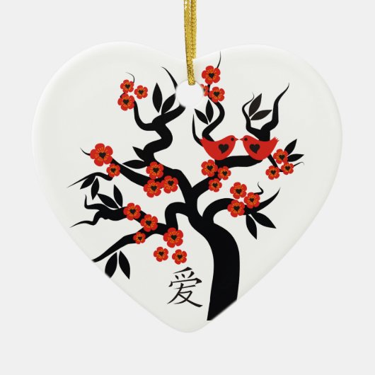 Sakura Tree Chinese Love Symbool custom ornament (Voorkant)