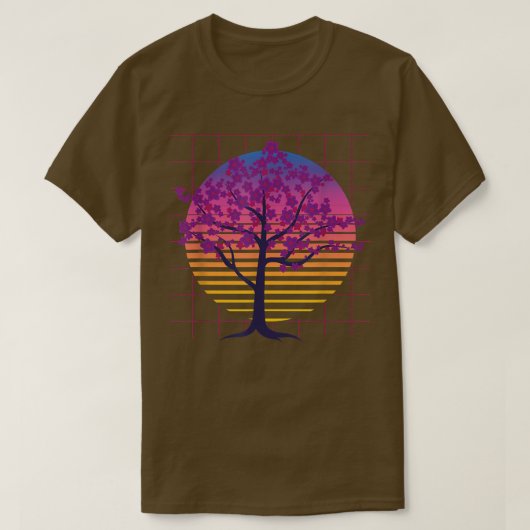 Sakura Tree Japan Flower 80s Art Vaporwave Cherry T-shirt (Design voorkant)