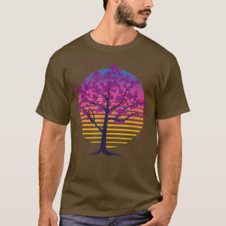 Sakura Tree Japan Flower 80s Art Vaporwave Cherry T-shirt