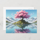 Sakura Tree Lake Landscape Postcard - Artistic Asi Briefkaart (Voorkant / Achterkant)