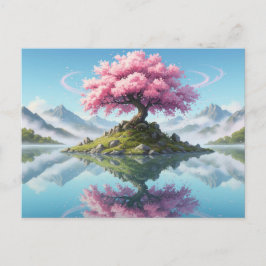 Sakura Tree Lake Landscape Postcard - Artistic Asi Briefkaart