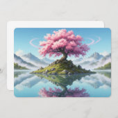 Sakura Tree Lake Landscape Postcard - Artistic Asi Kaart (Voorkant / Achterkant)