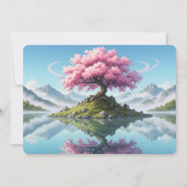 Sakura Tree Lake Landscape Postcard - Artistic Asi Kaart