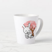 Sakura Tree Schattige Kawaii konijnenpaar Latte Mok (Rechterhoek)