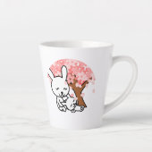 Sakura Tree Schattige Kawaii konijnenpaar Latte Mok (Rechts)