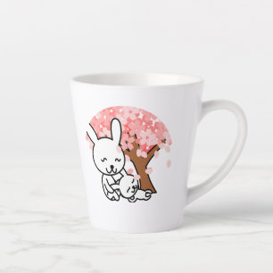 Sakura Tree Schattige Kawaii konijnenpaar Latte Mok